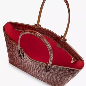 Christian Louboutin Fiery Red Croc-Embossed Tote